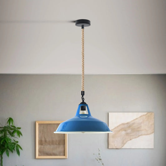 LEDSone Suspension Industrielle Corde de Chanvre et Métal - Lustre Rétro E27 ~2093