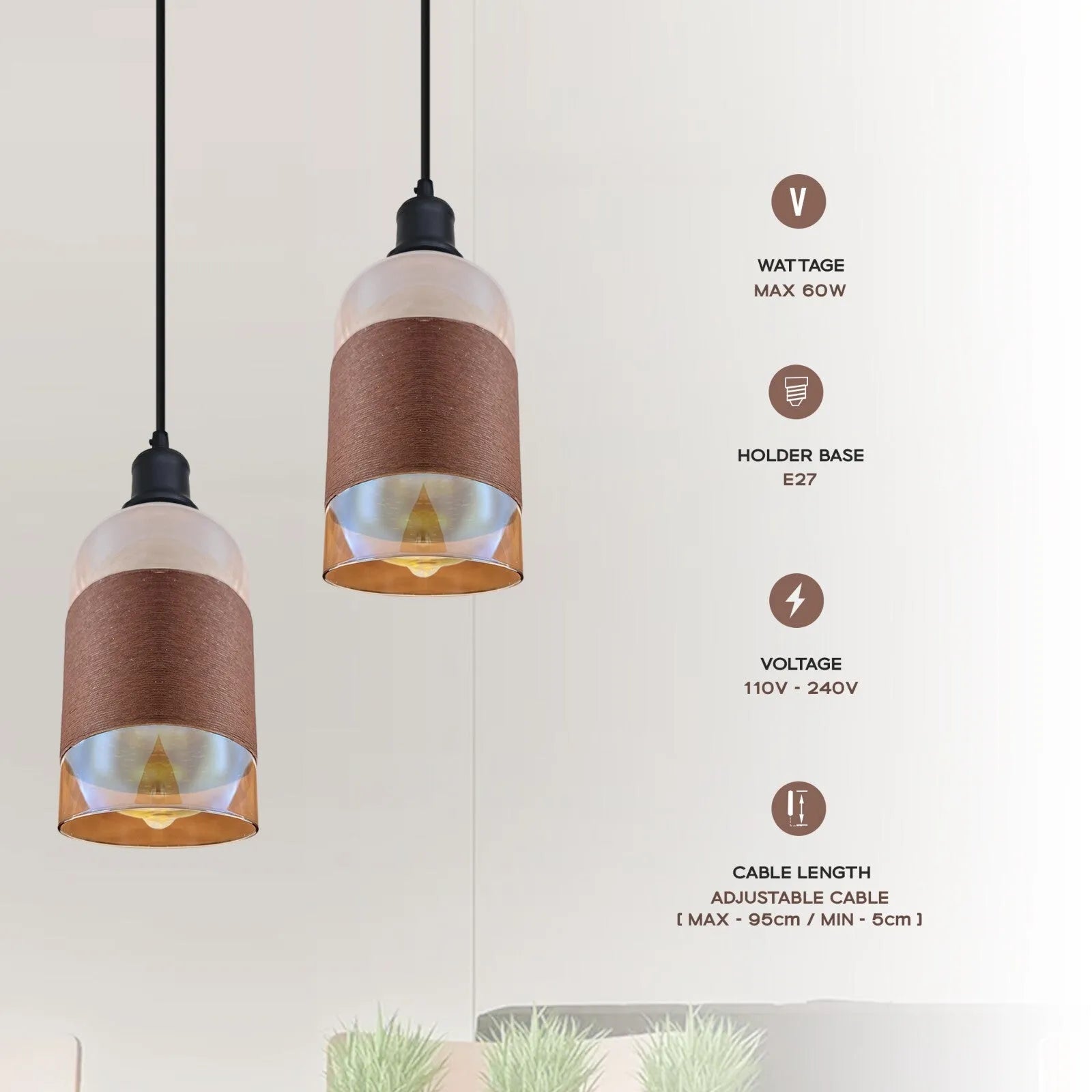 suspension industrielle vintage verre e27