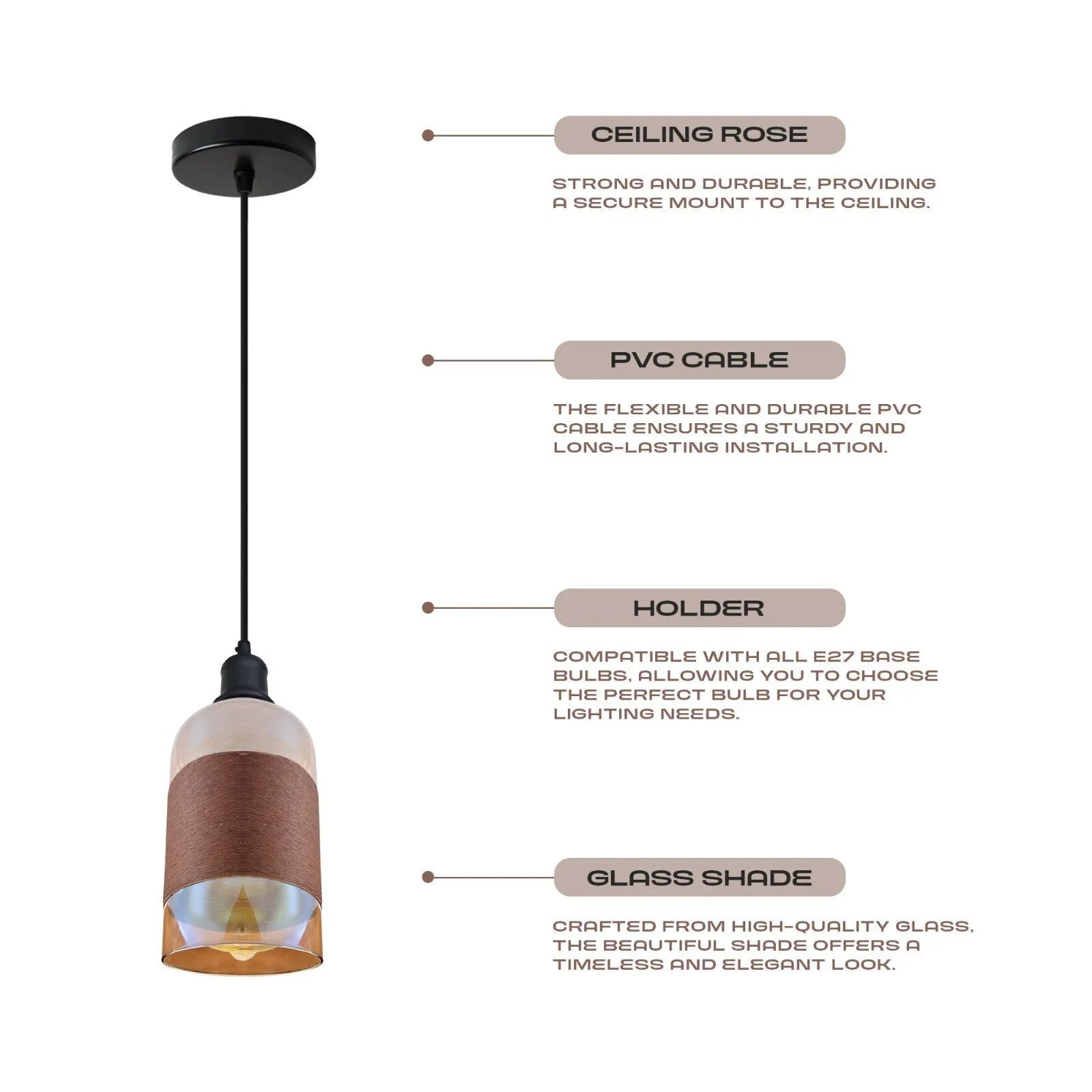 suspension industrielle vintage verre e27