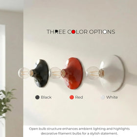 LEDSone Applique et plafonnier minimalistes E27 | Lampe rétro noire, rouge et blanche ~2218