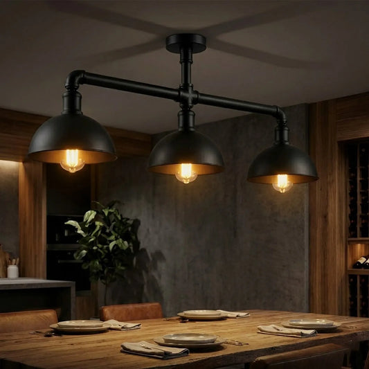 LEDSone Luminaire Suspendu Steampunk - Suspension Métal 3 Feux ~2154