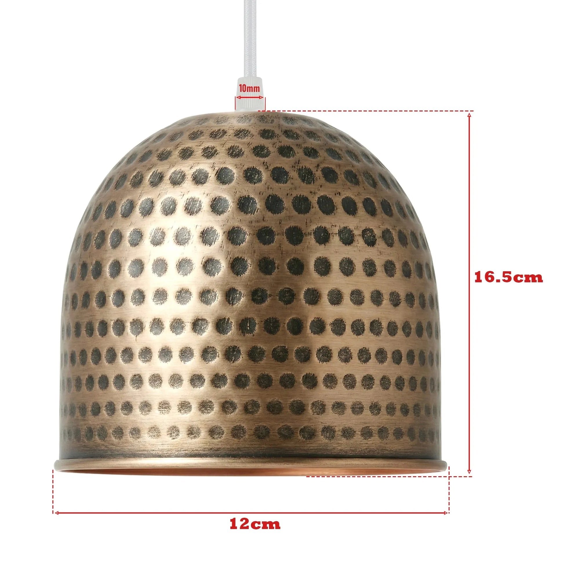 abat jour lampe suspension métal industriel bronze martelé 12cm