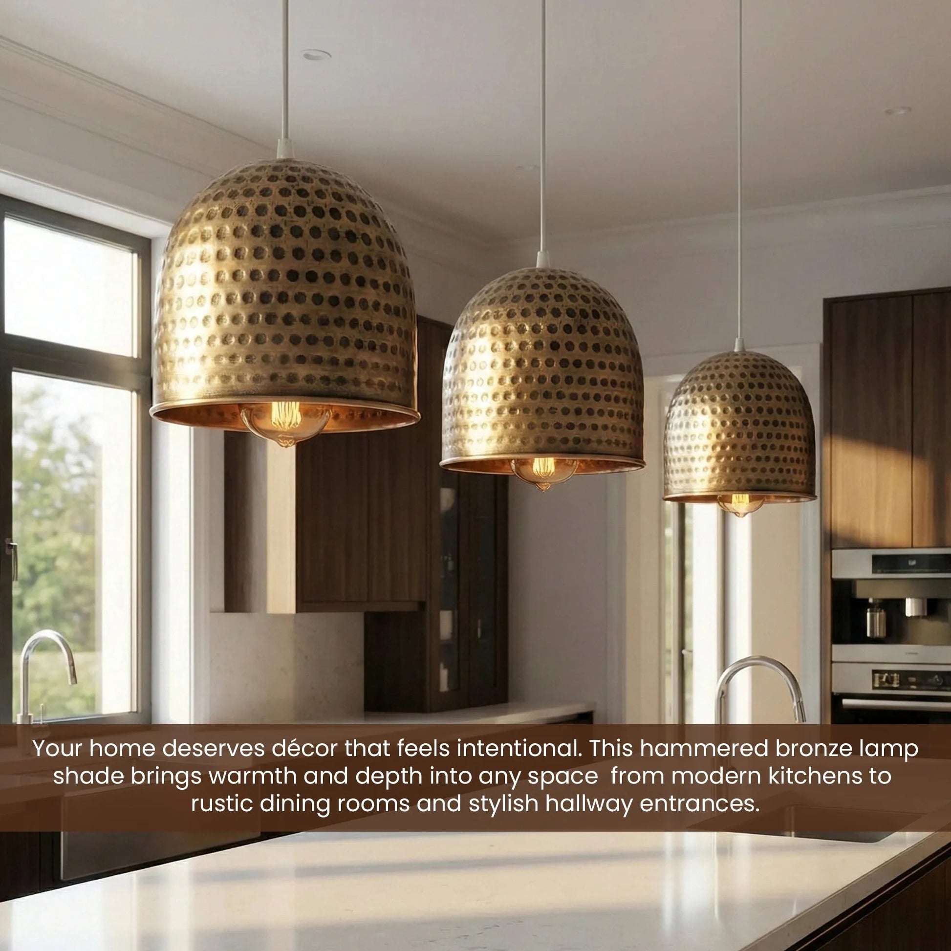 abat-jour lampe suspension métal industriel bronze martelé 12cm