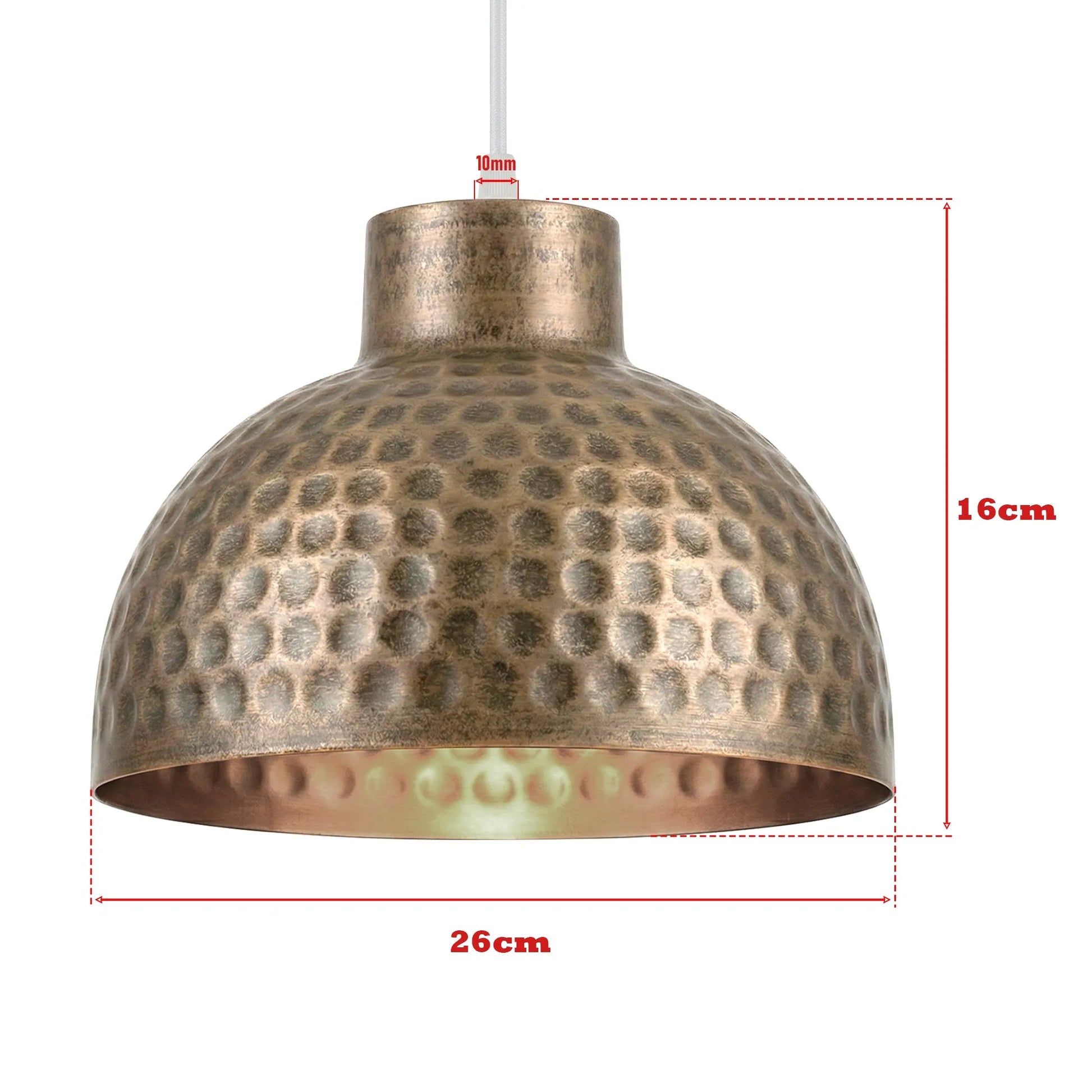 Abat jour suspension métal industriel bronze martelé 26cm