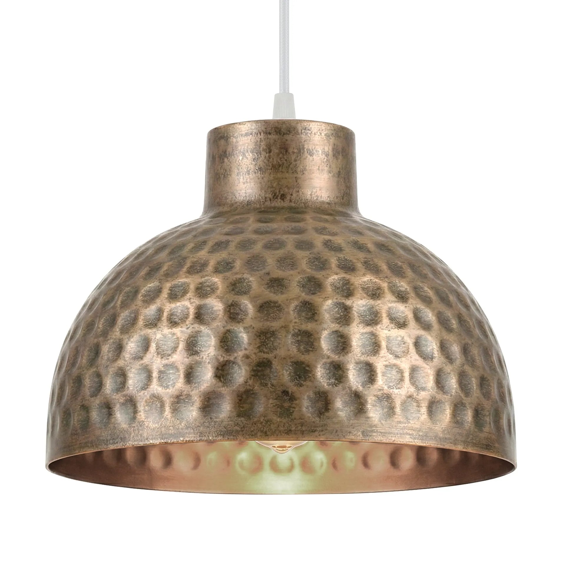 Abat jour suspension métal industriel bronze martelé 26cm