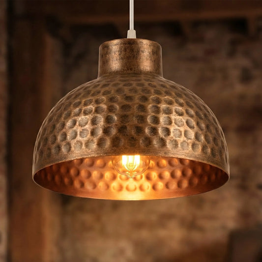 Abat-jour suspension métal industriel bronze martelé 26cm