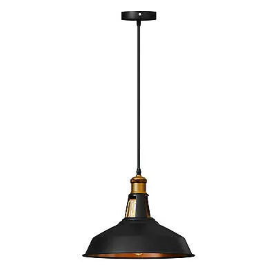 LEDSone Suspension rétro E27 noire et dorée, style industriel Lumière Rétro Facile à Ajuster~2220