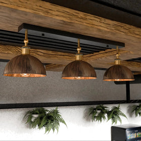 LEDSone Plafonnier Style Loft Industriel Cuivre Brossé | Luminaire Métal 3 Lumières Salon ~2222