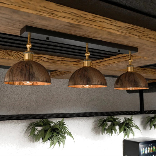 LEDSone Plafonnier Style Loft Industriel Cuivre Brossé | Luminaire Métal 3 Lumières Salon ~2222