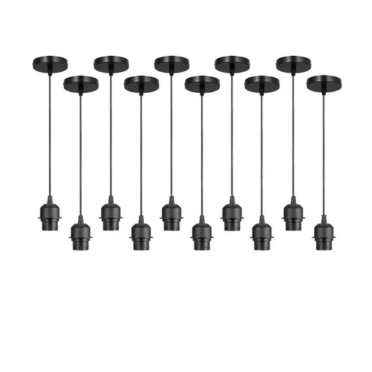 LEDSone Lot de 10 suspensions noires avec douille E27, câble en PVC ~2225