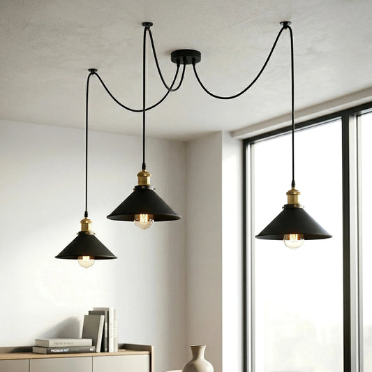 LEDSone Suspension 3 araignées fondues E27 métal 2m ~2253
