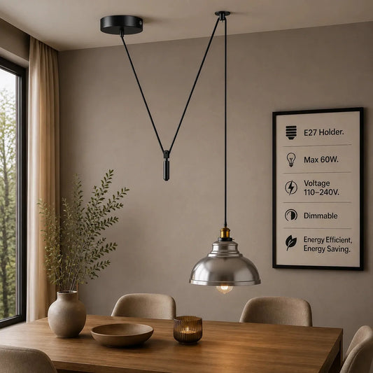 LEDSone Suspension avec poulie à contrepoids de style rustique ~2264