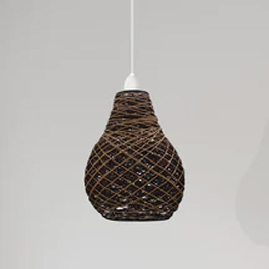 Lampe suspendue décorative moderne en rotin tissé, abat-jour d'éclairage en cage ~ 1969