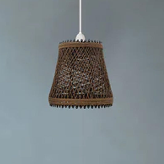 Cage de lampe créative en rotin tissé avec plaque réductrice gratuite ~ 1970