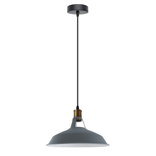 Abat-jour moderne de couleur grise, Style rétro industriel, pendentif de plafond en métal, abat-jour ~ 2558