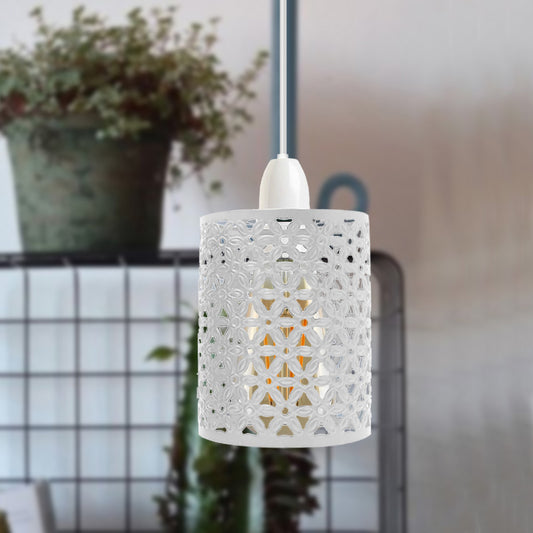 Lampe vintage à motif métallique cage métallique lampe blanche ~ 1999