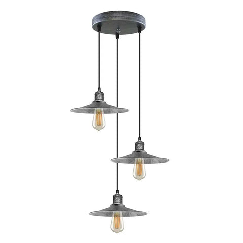 Lampe suspendue à 3 lumières avec abat-jour en métal ~ 5138