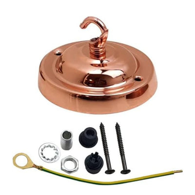 Rosace de Plafond Vintage 105mm Or Rose – Plaque à Crochet en Métal ~1843