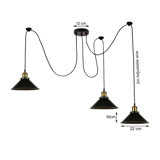 Suspension araignée multi flamante noire ~1634