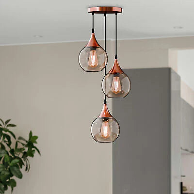 pendentif verre fumé compatible ampoule filament Edison vintage