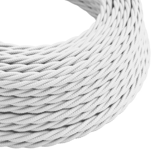 Câble flexible tissu électrique vintage blanc torsadé 3 noyaux 0,75 mm ~ 3061