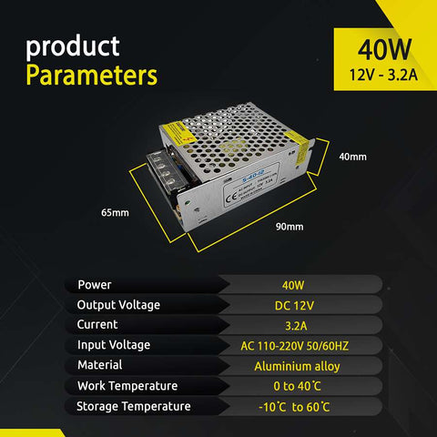 Pilote d'alimentation à découpage régulé AC 100/240V à DC12V 12W -720W ~ 1406