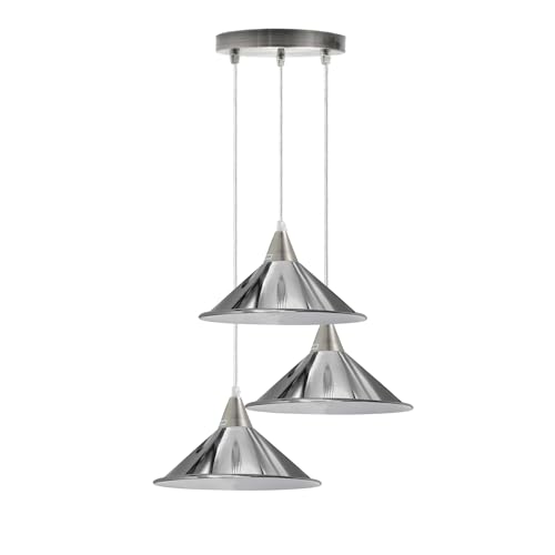 Plafonnier Industriel Chromé 3 Têtes E27 Style Loft