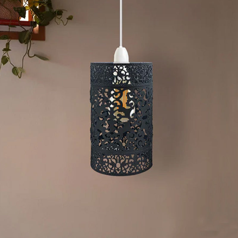 Black Easy Fit Black Drum Lampshade Metal Pendant Light Shade - Application Image 1