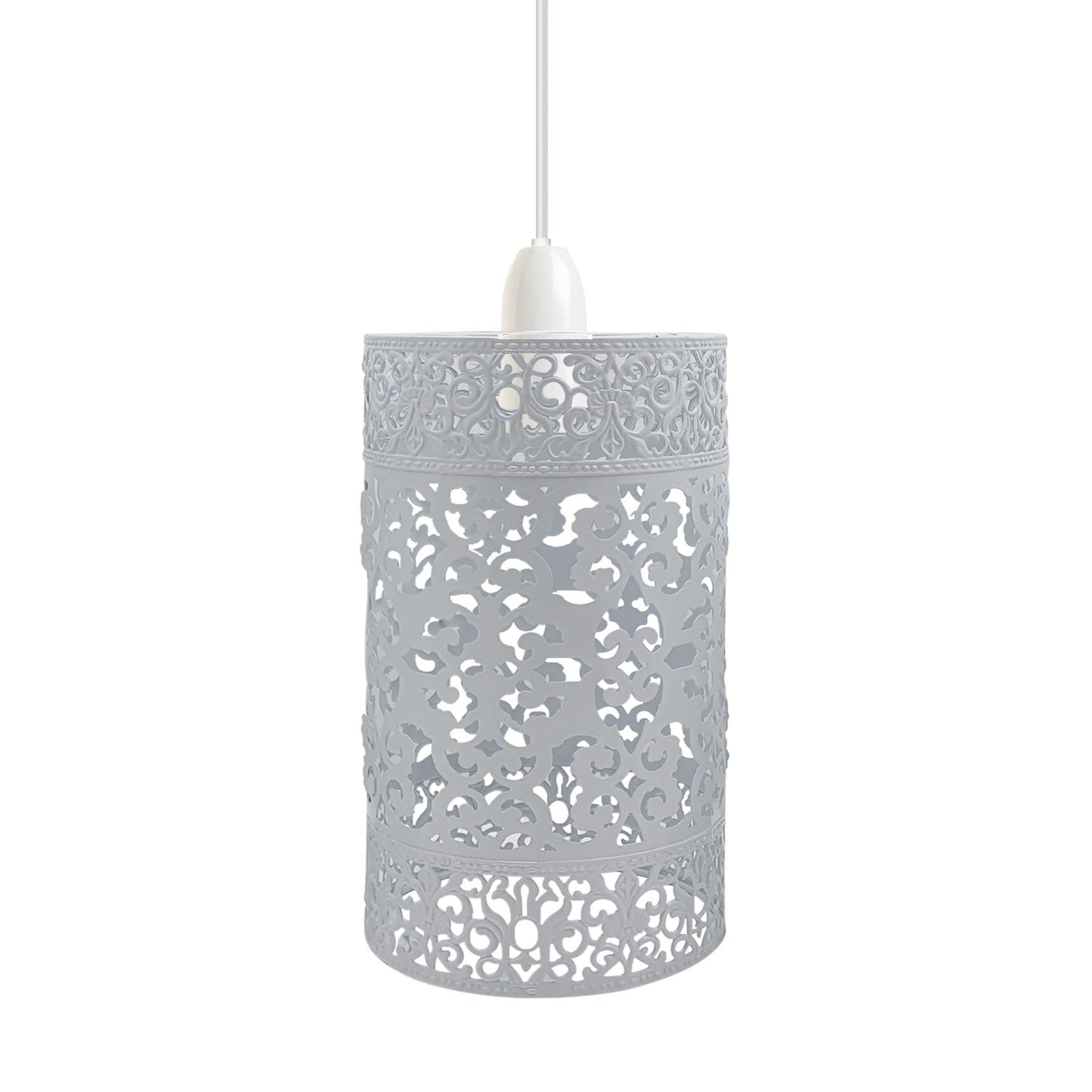 Easy Fit White Drum Cage Pendant Light Shade