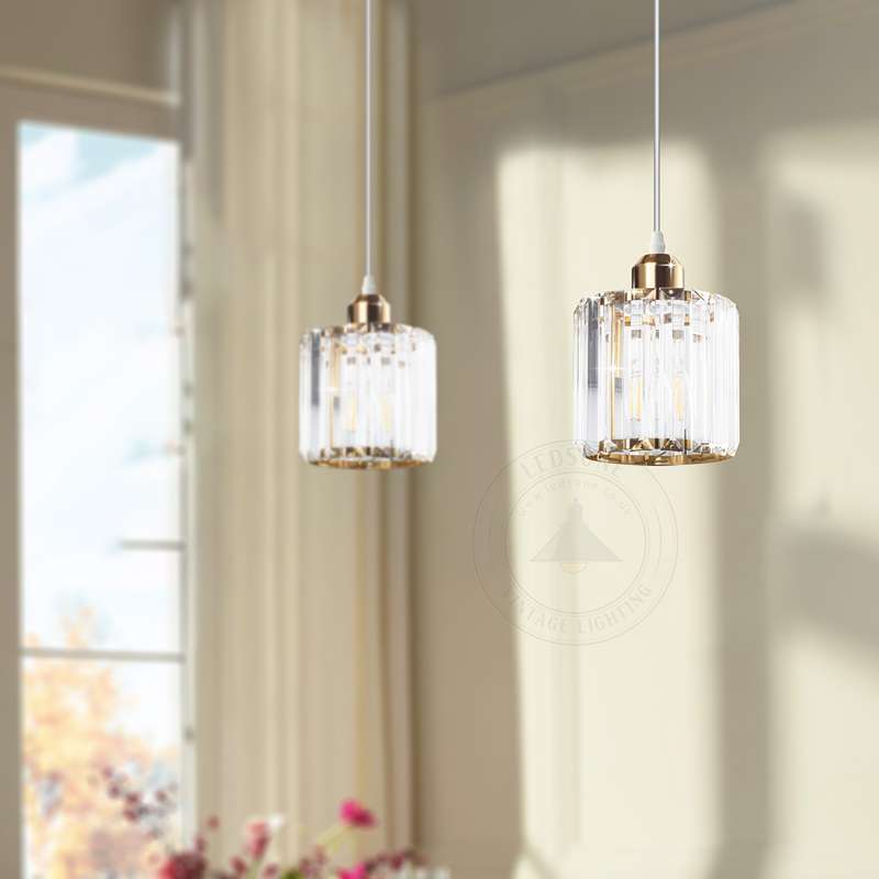 Crystal Shade Round Mini Pendant Kitchen Island Light-App