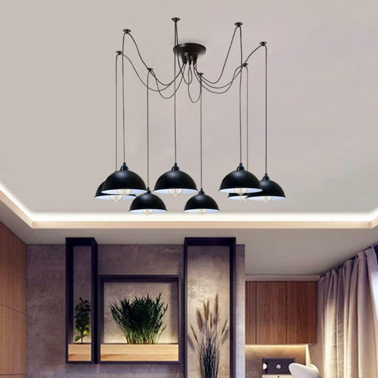 Suspension industrielle Spider à 8 têtes réglables, style vintage, araignée 2 m ~1728