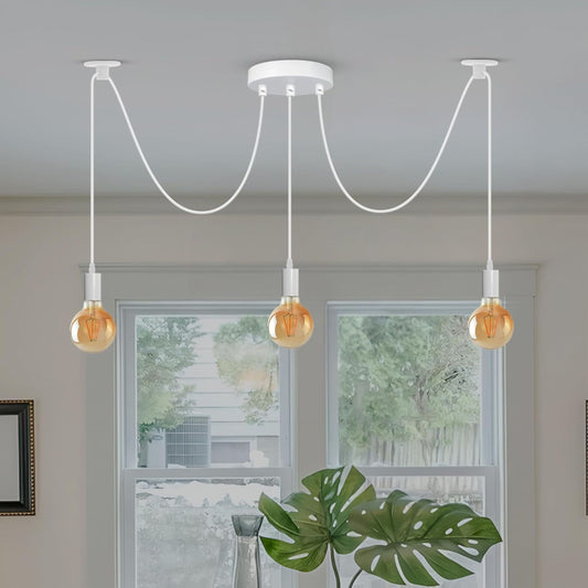 Lustre Araignée Blanc - Suspension 3 Têtes Câble Réglable - LEDSone ~1878