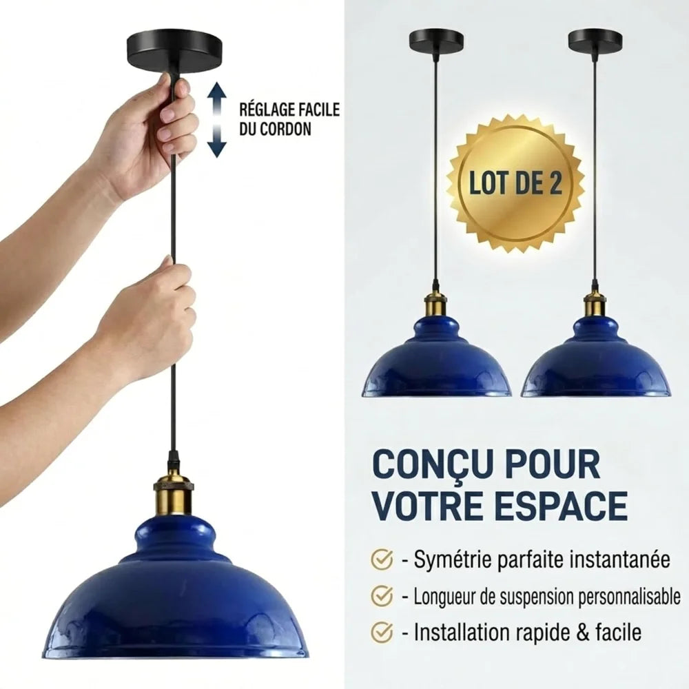 2 Suspensions Industrielles Vintage | LEDSone
