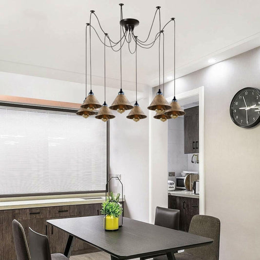 Suspension Industrielle 8 Têtes Vintage Réglable ~1729