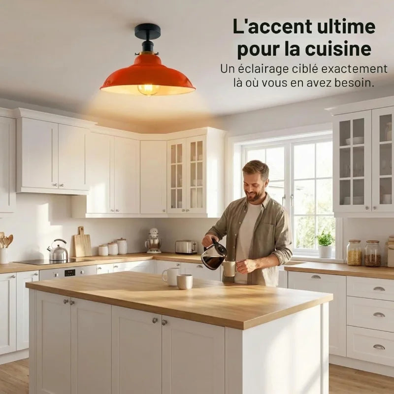 Plafonnier ancien style industriel pour cuisine