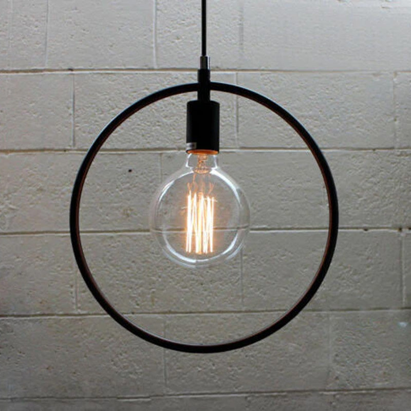 Circle shape Round black Pendant Bulb Holder