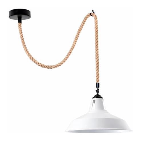 lustre industriel corde naturelle salon