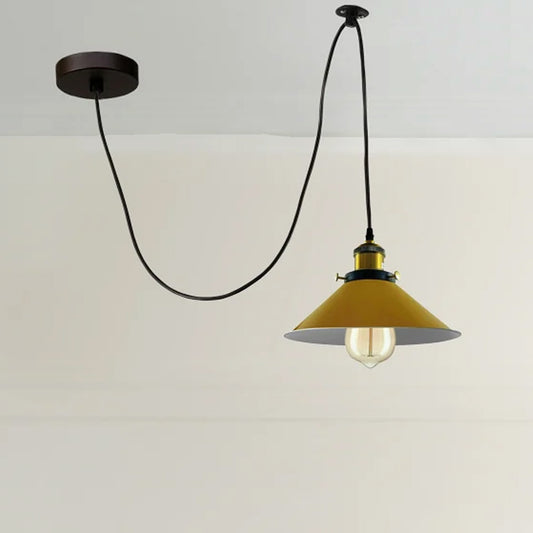 Lampe à suspension tressée moderne en forme d'araignée, 1 tête, grappes de abat-jour coniques jaunes suspendus, éclairage de plafond ~ 3432
