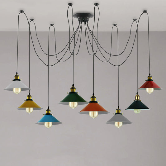 Lampe suspendue industrielle Vintage en forme d'araignée, luminaire suspendu à 8 voies, ~ 3525