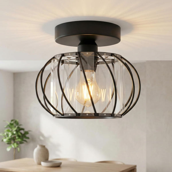 Plafonnier Cristal 16cm - Lustre Mini Semi-Encastré Moderne