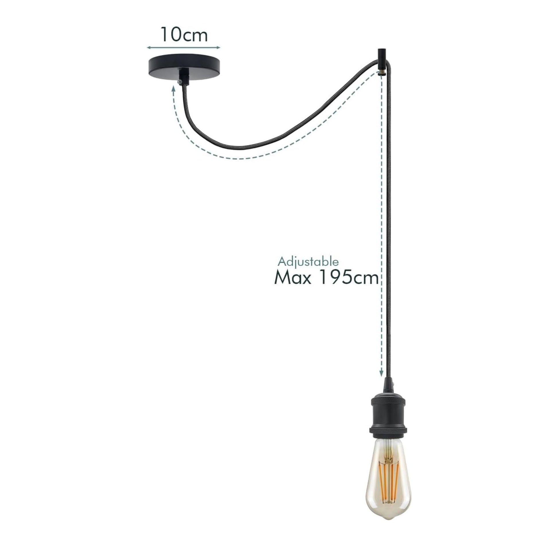 kit suspension industrielle vintage, pendentif E27 réglable, kit éclairage plafond rétro