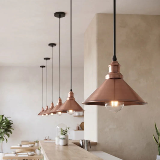 LEDSone Suspension Luminaire Rétro Cône Métal 22cm Lustre Suspension E27 ~2280