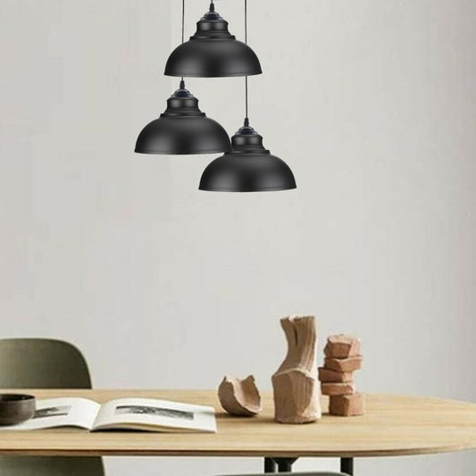 Lot de 3 Abat-jours de Plafond en Métal Noir Vintage 29cm