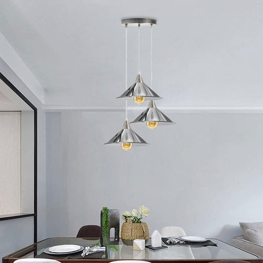 LEDSone Suspension Luminaire Industrielle Vintage 3 Têtes E27 Métal – Câble 95cm ~ 1981
