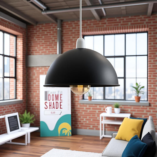 LEDSONE Abat Jour 21cm Noir Vintage en Métal - Lot de 2 Style Industriel Dôme ~1903