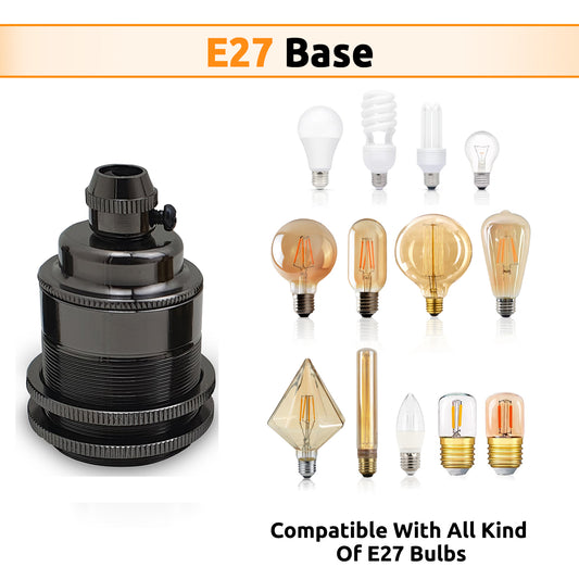 Lampe/support d'ampoule en métal chromé E27, idéal pour les ampoules à filament Edison Vintage, métal Antique ~ 2931