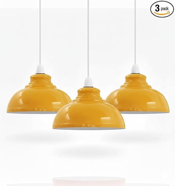 LEDSONE Lot de 3 abat-jours de plafond en métal vintage de 29 cm, forme incurvée, installation facile pour salon, chambre, cuisine, salle à manger, restaurant