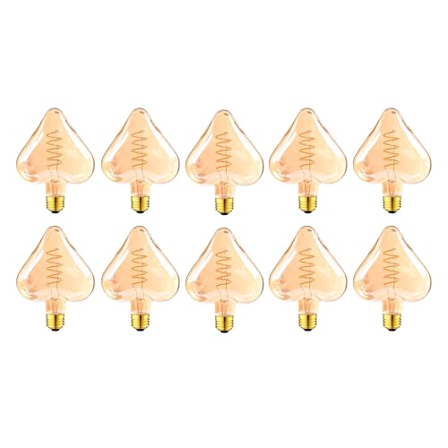 LEDSone 10 Pack Ampoule LED E27 Vintage Coeur 4W Filament Spiralé Ambrée