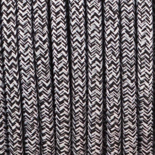 Câble rond tressé Vintage à 3 conducteurs, 5m, tissu multi-tweed noir et blanc, flexible léger, 0.75mm ~ 4878