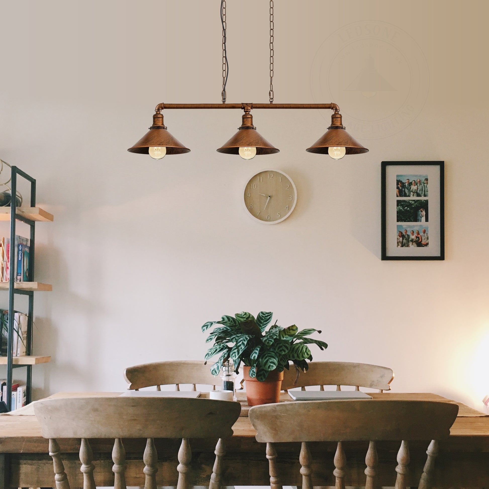 Suspension industrielle Steampunk 3 lampes 